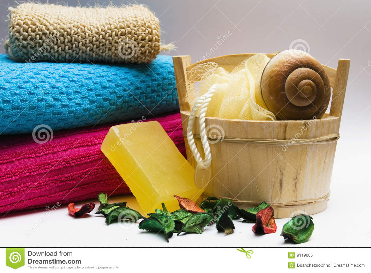 Hygiene Items Such As Towels A Bar Of Soap And A Basket Including A    