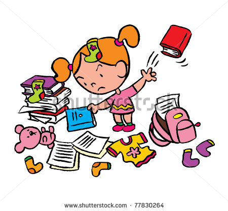 Little Schoolgirl In A Messy Room Stock Vector Illustration 77830264