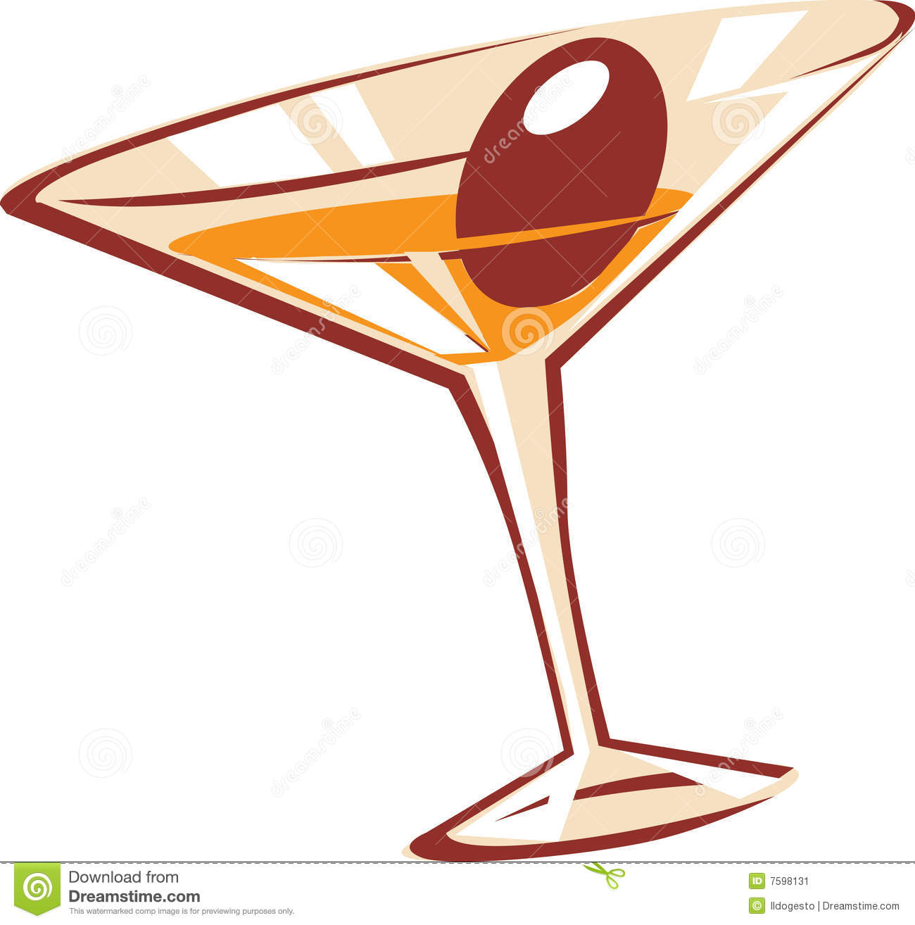 Martini With Olive Cocktail Glass Clip Art