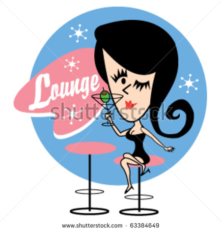 Or Woman Sitting In Lounge Or Club Drinking A Martini    Stock Vector