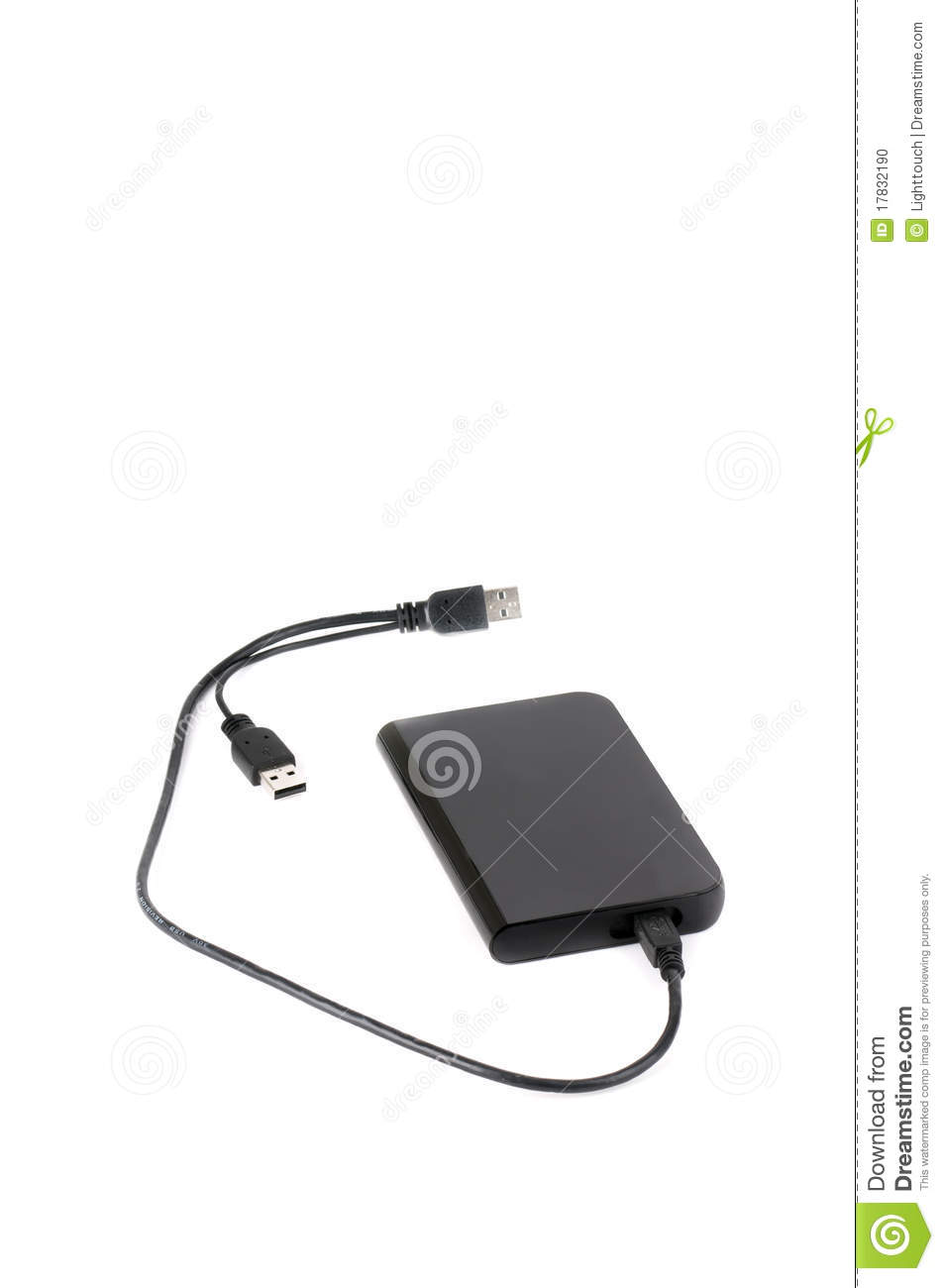 Portable External Hard Disk Drive With Usb Cable On White Background 
