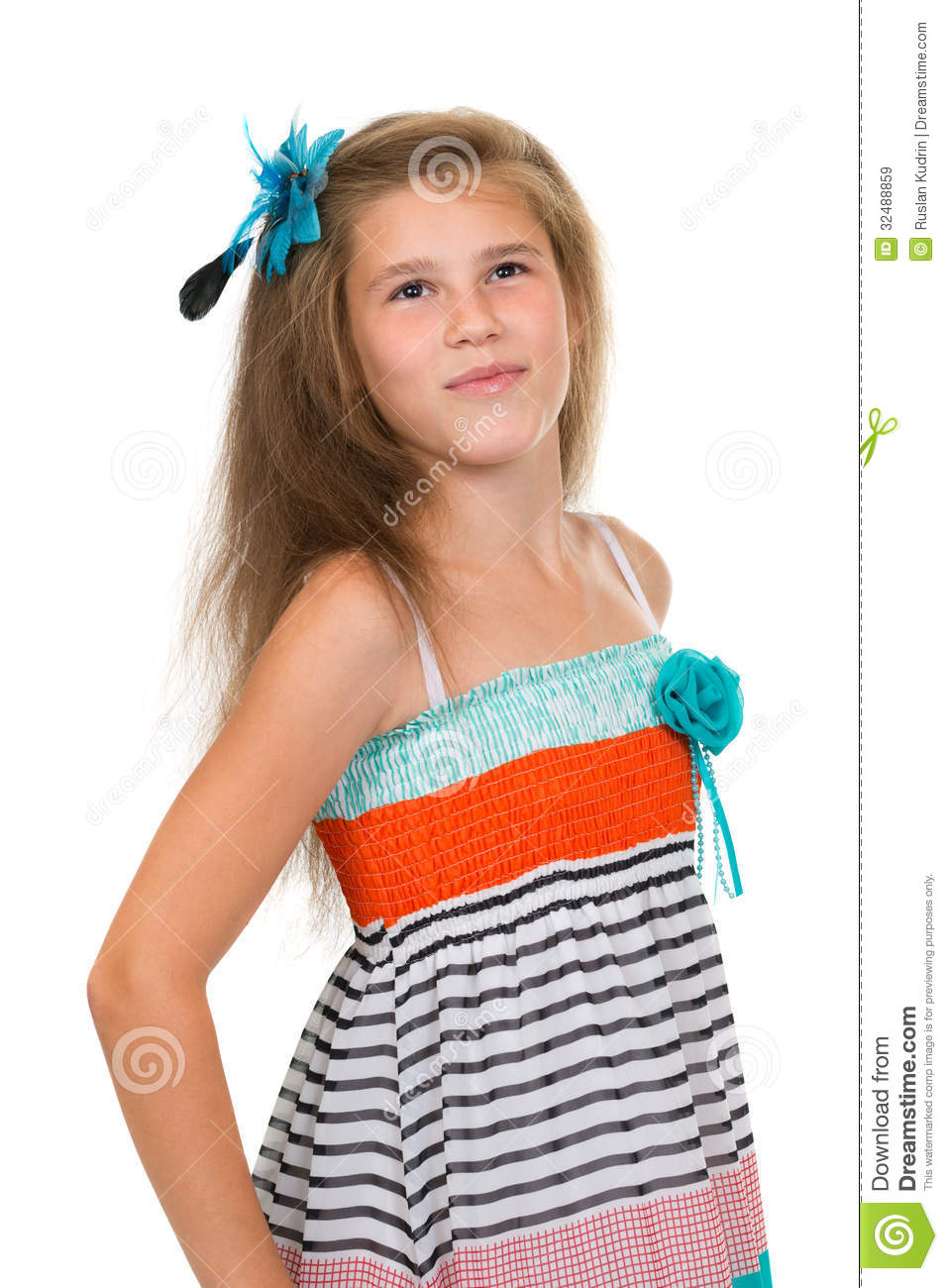 Portrait Of 11 Year Old Teenage Girl In Studio Royalty Free Stock    