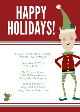 Printable Elf Christmas Party Invitation Template