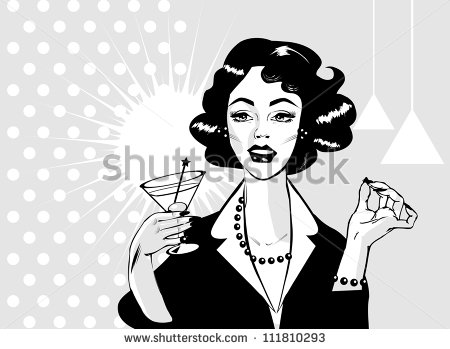 Retro Woman Drinking Clipart Lets Drink  Woman Drinking Martini Or    