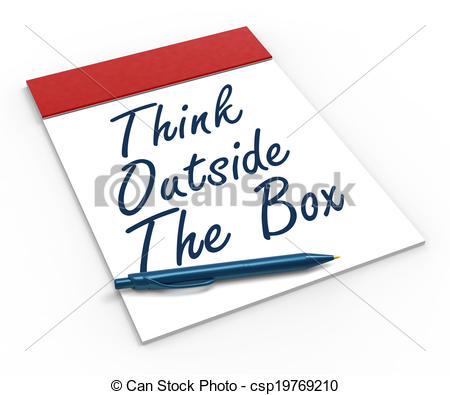 Stock Illustration   Think Outside The Box Notebook Meaning Creativity