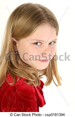 Stock Photo Of Girl Child Portrait   Beautiful 10 Year Old Girl In Red    
