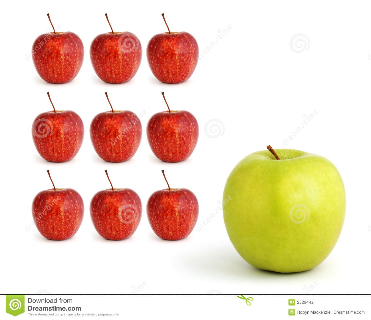 Think Outside The Box   A Green Apple Stands Apart From A Square Or    