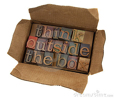 Think Outside The Box Concept Words In Vintage Letterpress Type In    