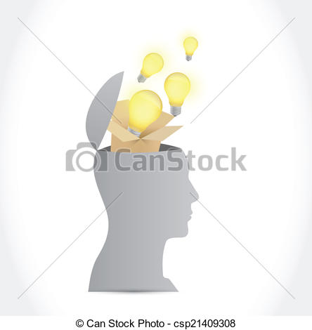 Think Outside The Box Head Concept  Illustration Design Over A White