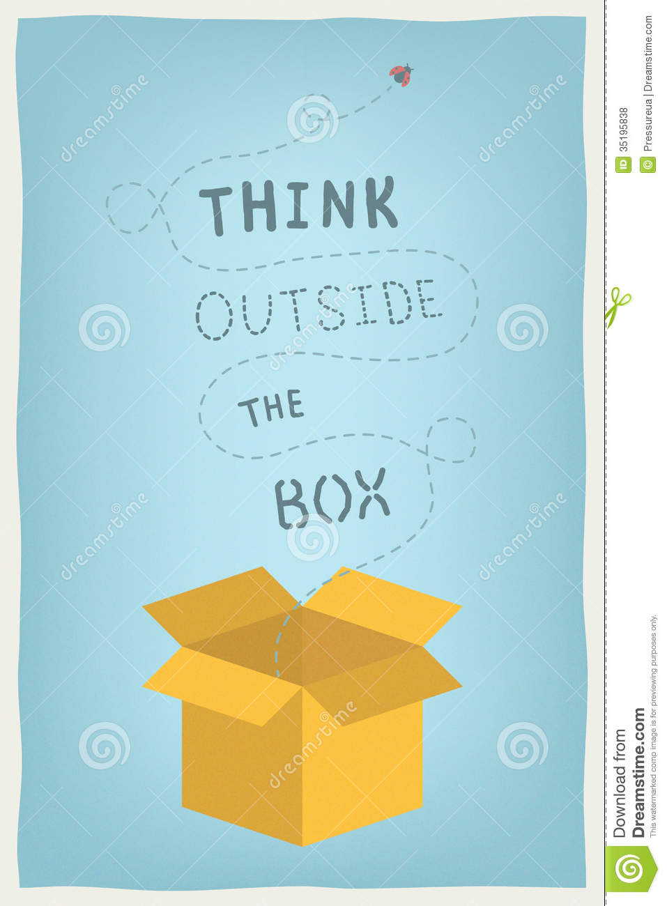 Think Outside The Box   Isolated On Stylish Colored Background