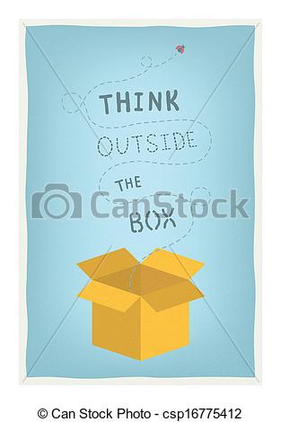 Vector Clip Art Of Think Outside The Box Concept   Flat Design Modern    