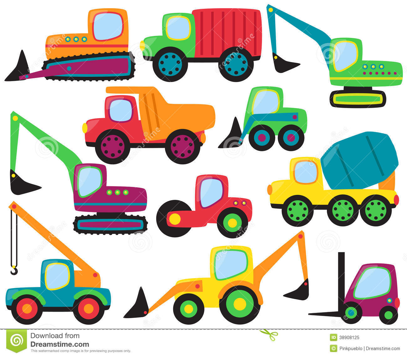 Vector Set Of Cute Construction Vehicles Stock Vector   Image