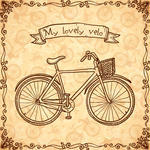Vintage Bicycle Hand Drawn Vector Card Hand Drawn Illustration Of