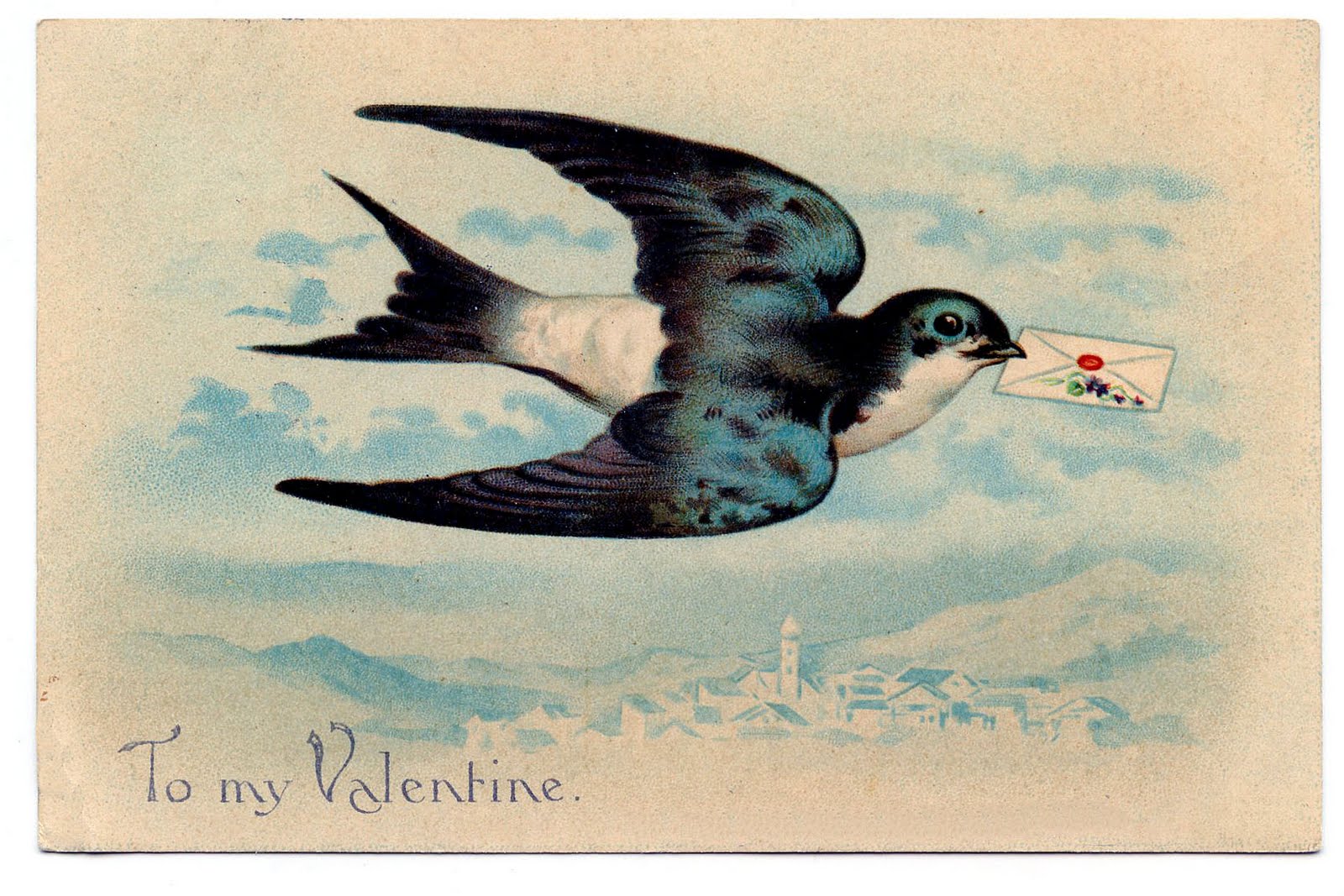 Vintage Valentine Clip Art   Gorgeous Swallow   The Graphics Fairy