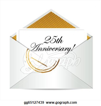     25th Anniversary Gold Mail Letter  Vector Clipart Gg65127439   Gograph