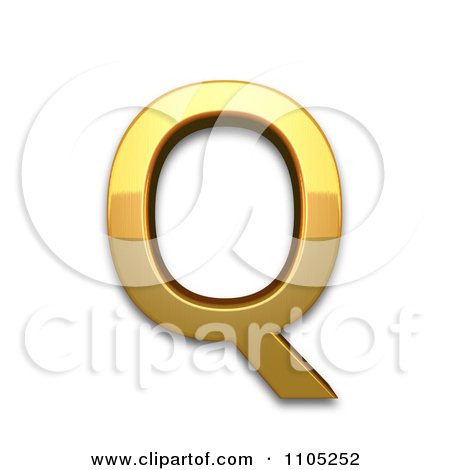 3d Gold Capital Letter Q Clipart Royalty Free Vector Illustration By