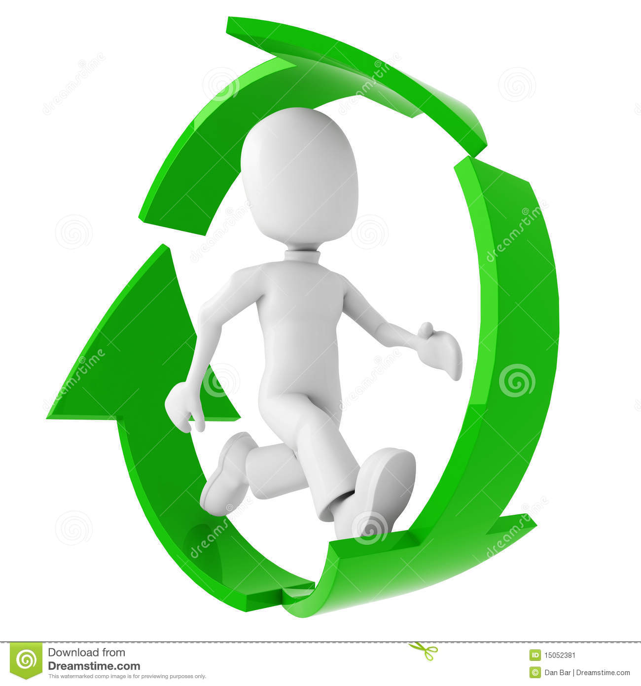 3d Man Running Inside The Recycle Symbol Stock Image   Image    