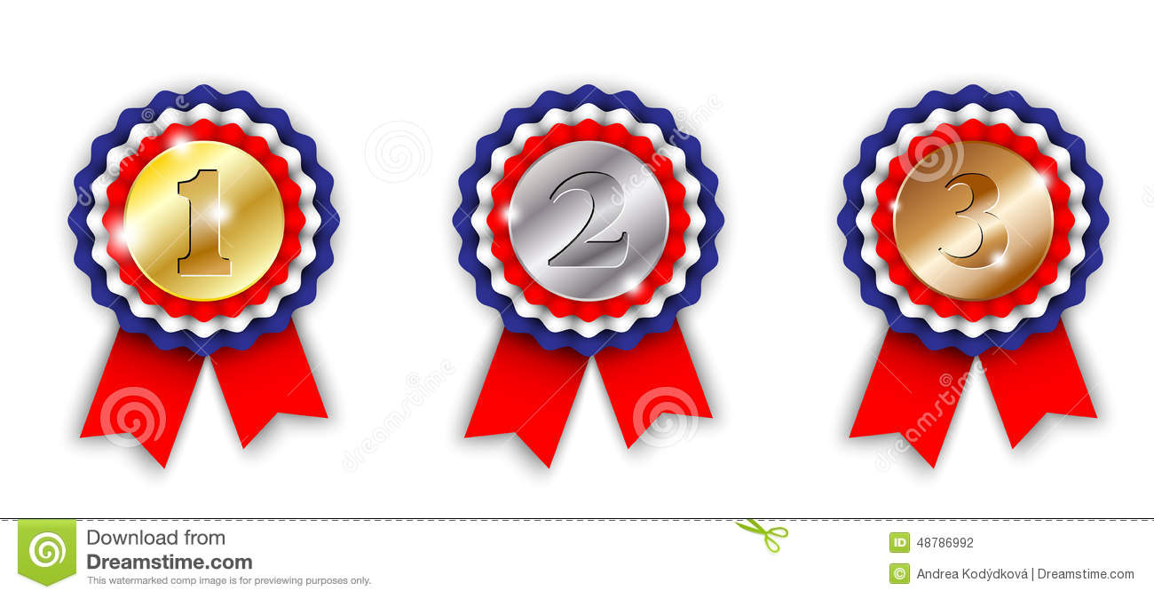 Award Ribbons 1st 2nd And 3rd Place On White Background Vector    
