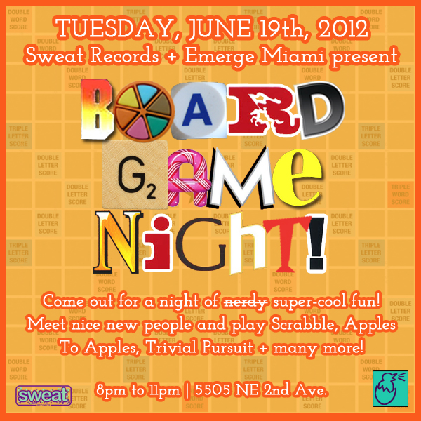 Board Game Night   Potluck Tonight   Sweat Records
