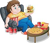 Cartoon Lazy Fat Man Stock Photos