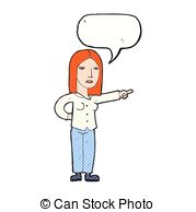 Cartoon Woman Pointing With Speech Bubble Vector Illustration