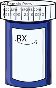 Clip Art Illustration Of A Blue Pill Bottle   Acclaim Stock