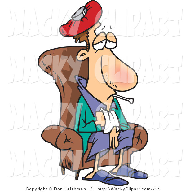 Clipart Of A Sick Man Sitting In A Brown Armchair By Ron Leishman    