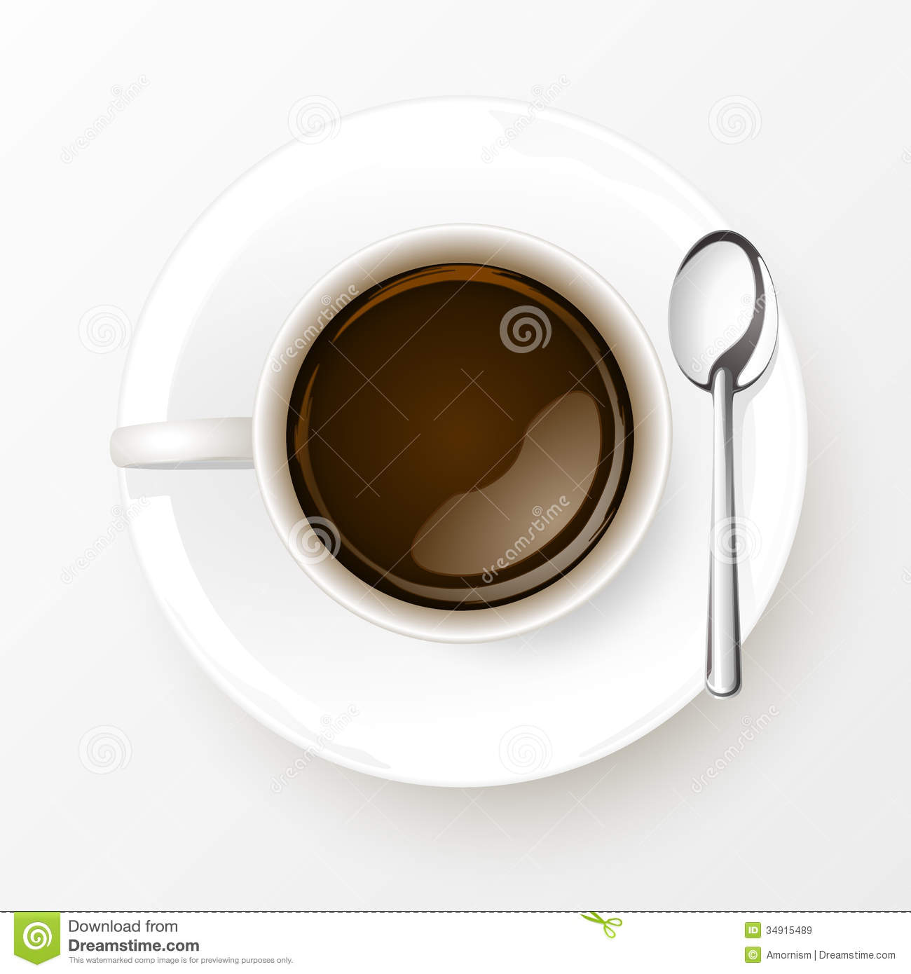 Cup Of Coffee With Spoon On White Background Royalty Free Stock Images