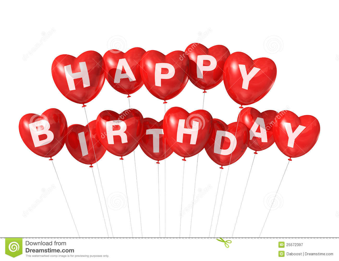 Red Happy Birthday Heart Shape Balloons Royalty Free Stock Photography