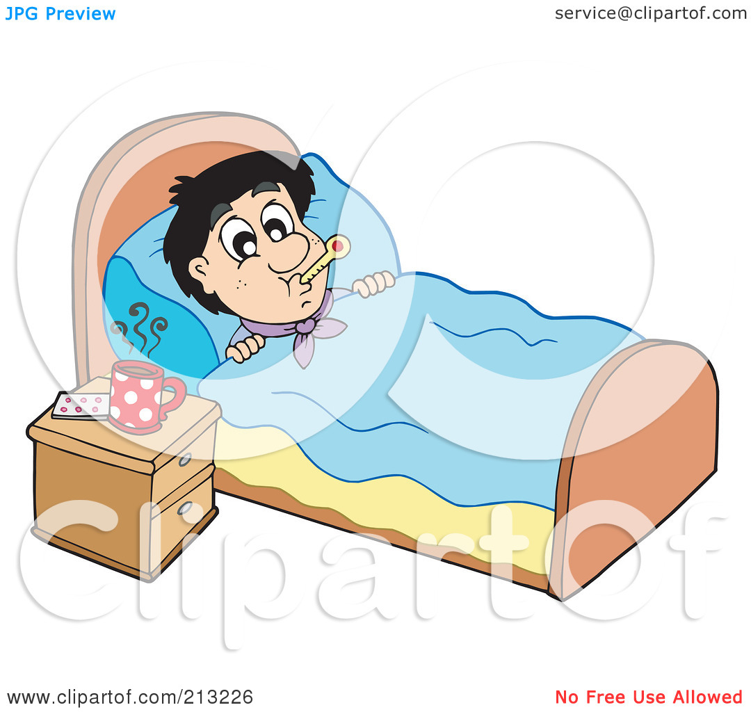 Royalty Free  Rf  Clipart Illustration Of A Sick Man At Rest In His