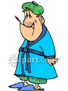 Sick Man In Blue Robe   Royalty Free Clipart Picture