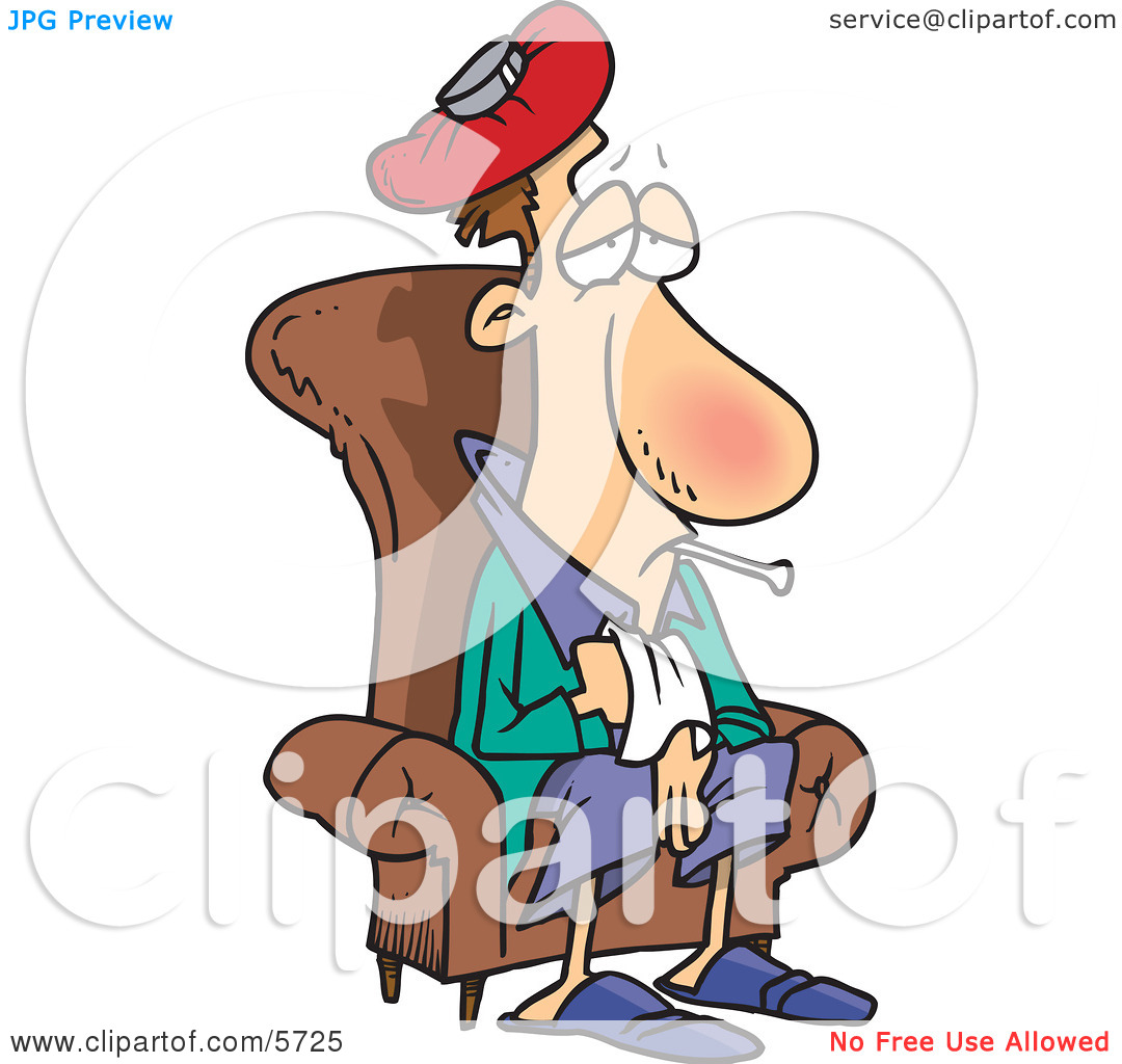 Sick Man Sitting In A Chair Clipart Illustration By Ron Leishman