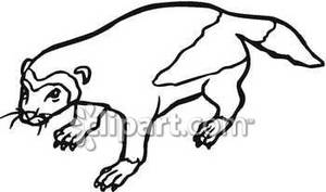 Simple Black And White Wolverine   Royalty Free Clipart Picture