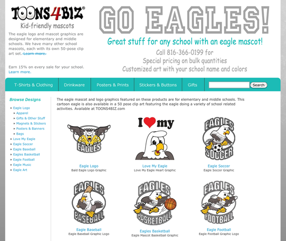 The Eagle Mascot Store Has Products Featuring The Cartoon Eagle Mascot    