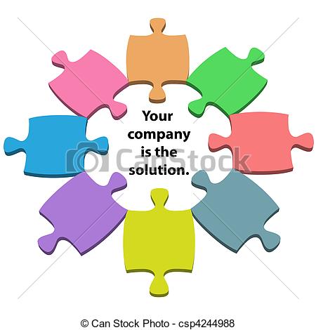 Vector Of Colorful Jigsaw Puzzle Pieces Center Solution Copy Space