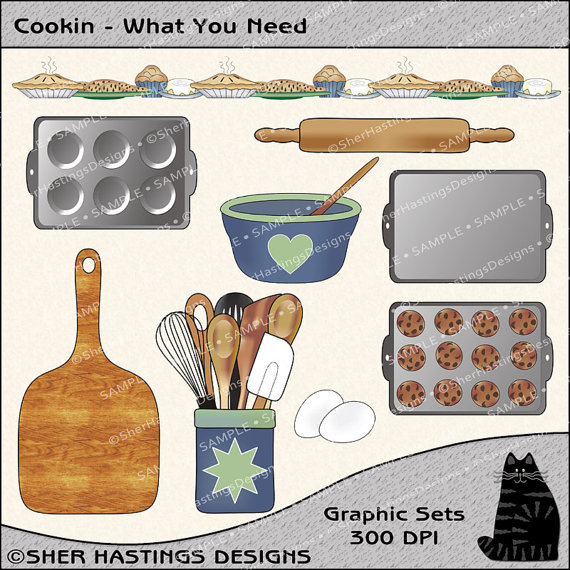 What You Need Clipart And Graphic Set Kitchen Clipart Baking Clipart    