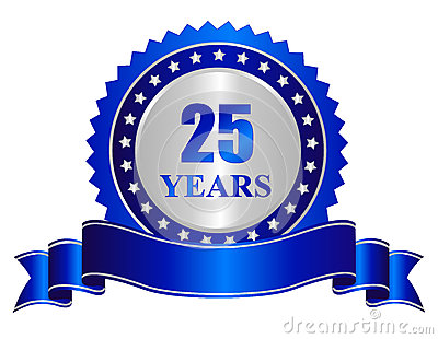 Years Anniversary Seal Stamp Banner Silver Color Blue Ribbon 30547197