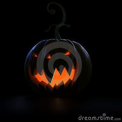3d Rendered Illustration Of A Glowing Scary Halloween Pumpkin On A
