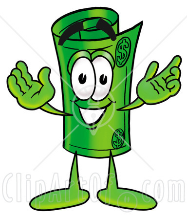 9452 Clipart Picture Of A Rolled Money Mascot Cartoon Character With