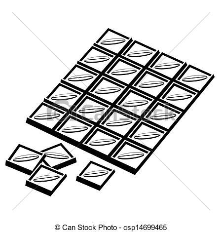 Abstract Chocolate Bar  Black And White Illustration On A White