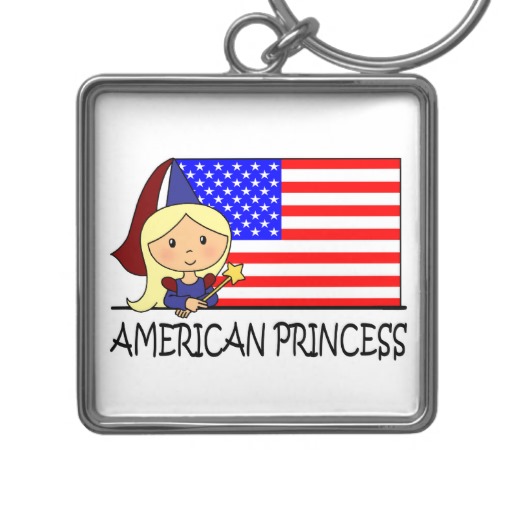Cartoon Clip Art Cute American Princess Flag Key Chain