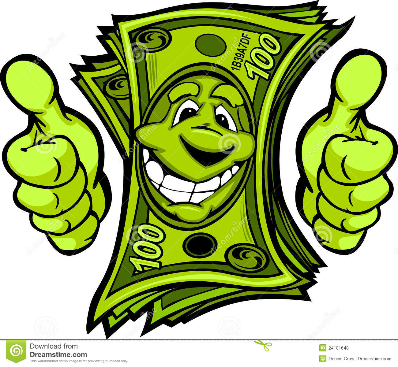 Cartoon Money And Hands With Thumbs Up Cartoon Image