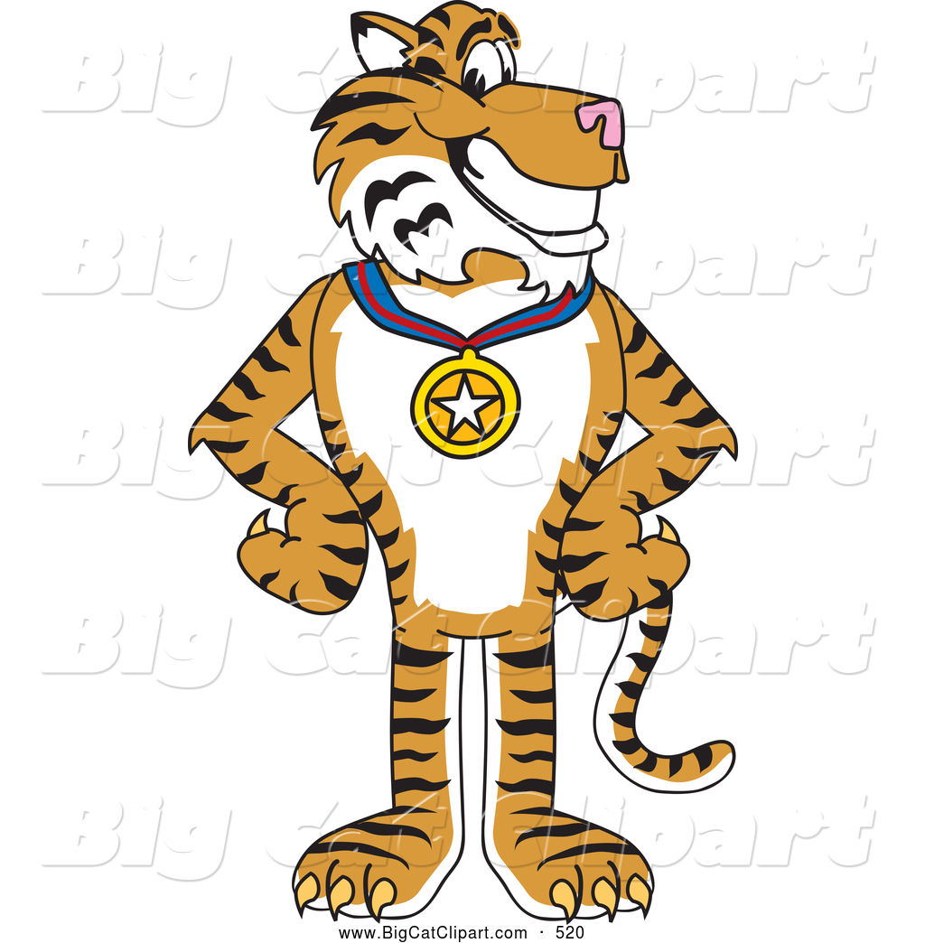Cat Cartoon Vector Clipart Of A Friendly Tiger Character School Mascot