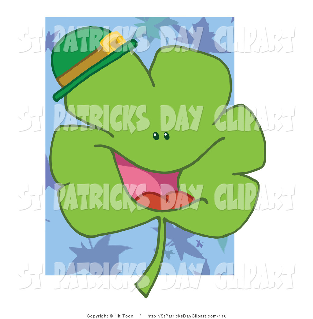 Clip Art Of A St Patricks Day Happy Shamrock Wearing A Hat By Hit Toon