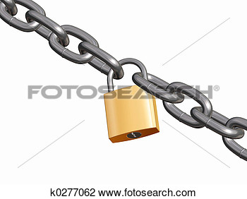 Clip Art Of Padlock And Chain K0277062   Search Clipart Illustration