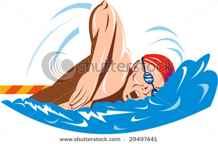 Clip Art Picture Of An Olympic Swimmer Swimming Freestyle In