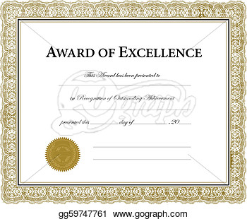 Clipart Award Of Excellence Certificate With A Golden Frame Royalty