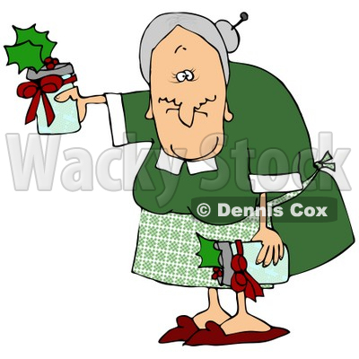 Clipart Illustration Of A Sweet Old Granny Giving Gifts Of Jam Or