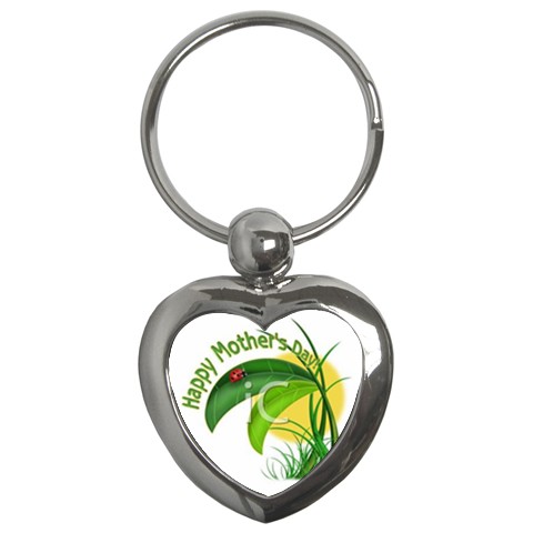 Day Key Chain Heart  Silver Chrome  With Garden Clipart Background