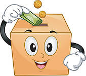 Donation Box Mascot   Clipart Graphic